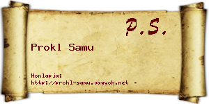 Prokl Samu névjegykártya